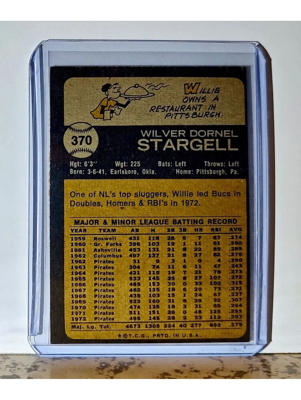 Willie Stargell 1973 Topps MLB #370 Baseball Card Pittsburgh Pirates